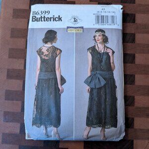Butterick 6399 - Uncut - Making History - Sizes 6-14 - Drop Waist Dress w/ Bow